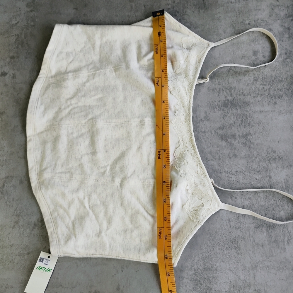 Superchill By Aerie Cotton Lace Corset Bra Top Womens Medium Heather Frost‎ Crop - Picture 8 of 10